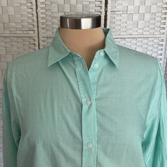 Everlane The Silky Cotton Relaxed Shirt Mint Green White Stripe Womens Sz 10 NWT - Picture 6 of 9